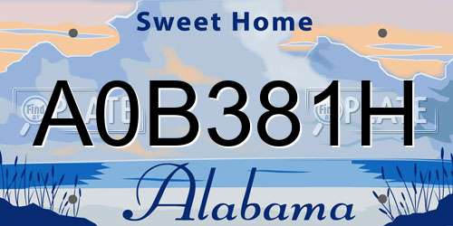 A0B381H Alabama License Plate
