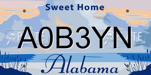 A0B3YN Alabama License Plate