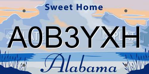 A0B3YXH Alabama License Plate