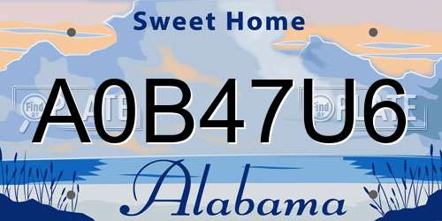 A0B47U6 Alabama License Plate
