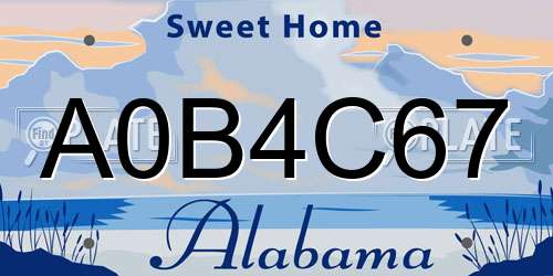 A0B4C67 Alabama License Plate