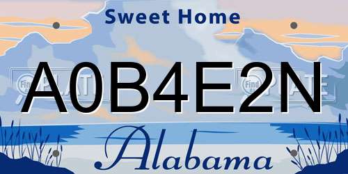 A0B4E2N Alabama License Plate