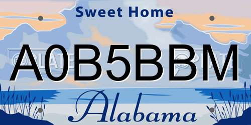 A0B5BBM Alabama License Plate
