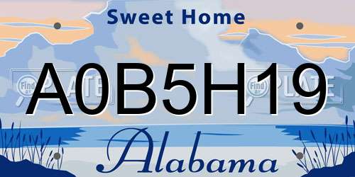 A0B5H19 Alabama License Plate