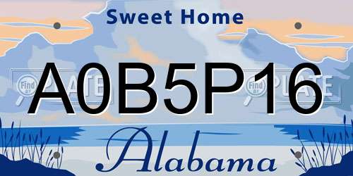 A0B5P16 Alabama License Plate