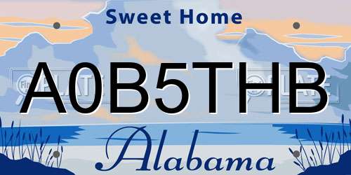 A0B5THB Alabama License Plate