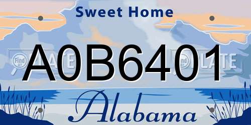 A0B6401 Alabama License Plate