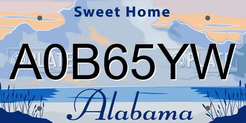 A0B65YW Alabama License Plate