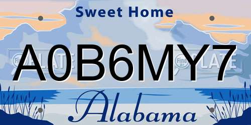 A0B6MY7 Alabama License Plate