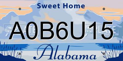 A0B6U15 Alabama License Plate