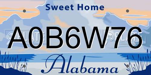 A0B6W76 Alabama License Plate