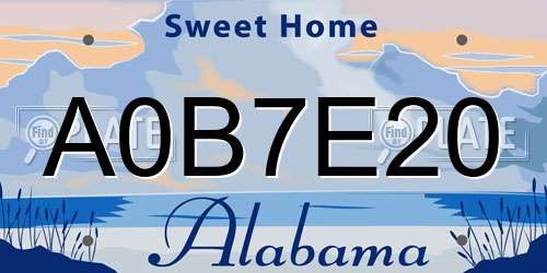A0B7E20 Alabama License Plate