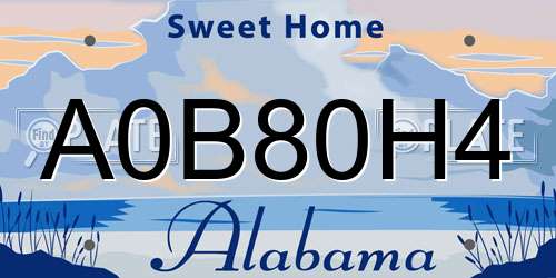 A0B80H4 Alabama License Plate