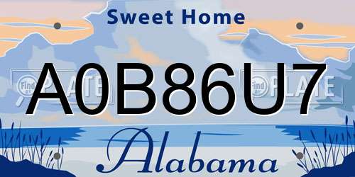 A0B86U7 Alabama License Plate