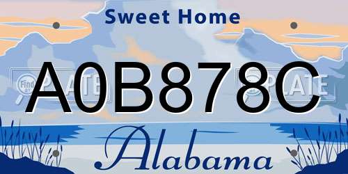 A0B878C Alabama License Plate