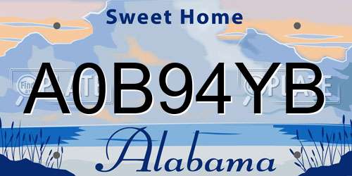 A0B94YB Alabama License Plate