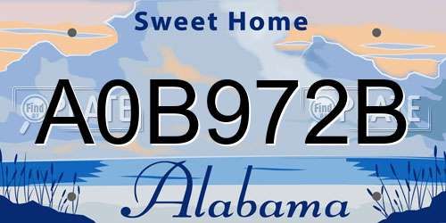 A0B972B Alabama License Plate