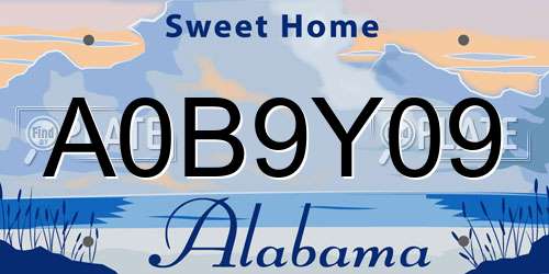 A0B9Y09 Alabama License Plate