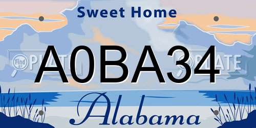 A0BA34 Alabama License Plate