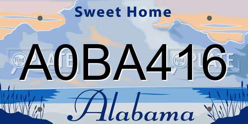 A0BA416 Alabama License Plate