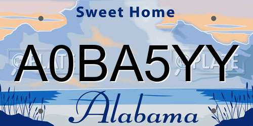 A0BA5YY Alabama License Plate