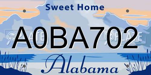 A0BA702 Alabama License Plate