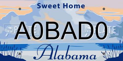 A0BAD0 Alabama License Plate