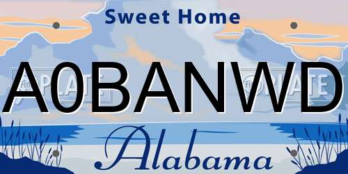 A0BANWD Alabama License Plate