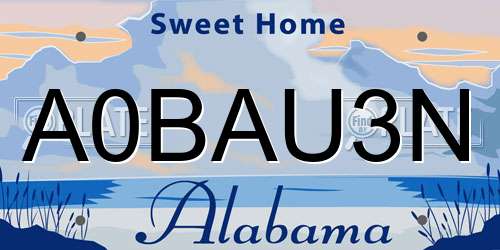 A0BAU3N Alabama License Plate