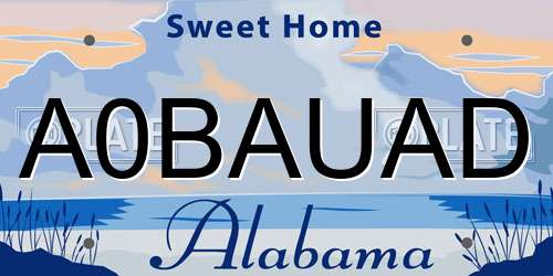 A0BAUAD Alabama License Plate