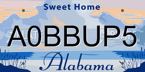 A0BBUP5 Alabama License Plate