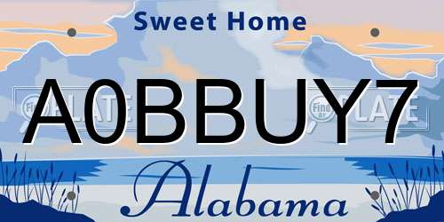 A0BBUY7 Alabama License Plate