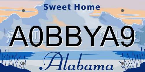 A0BBYA9 Alabama License Plate