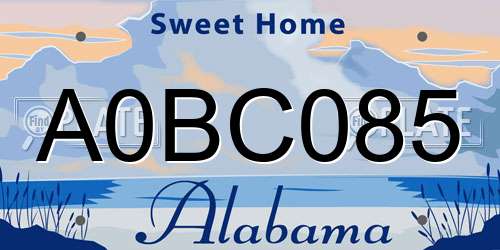 A0BC085 Alabama License Plate