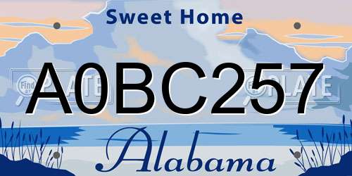 A0BC257 Alabama License Plate