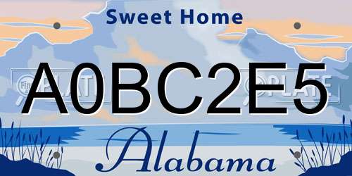 A0BC2E5 Alabama License Plate