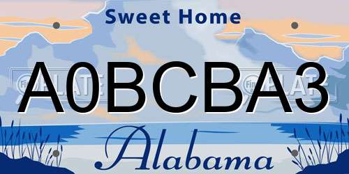 A0BCBA3 Alabama License Plate