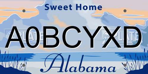 A0BCYXD Alabama License Plate