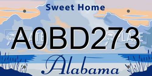 A0BD273 Alabama License Plate