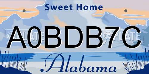 A0BDB7C Alabama License Plate