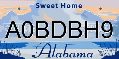 A0BDBH9 Alabama License Plate