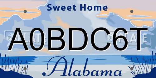 A0BDC6T Alabama License Plate
