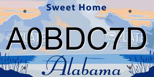 A0BDC7D Alabama License Plate