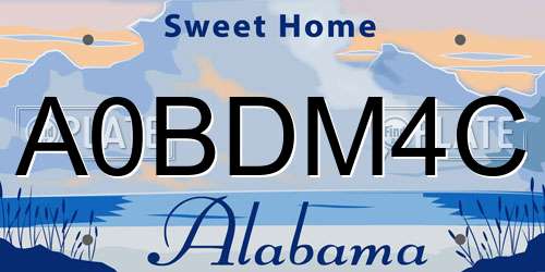 A0BDM4C Alabama License Plate