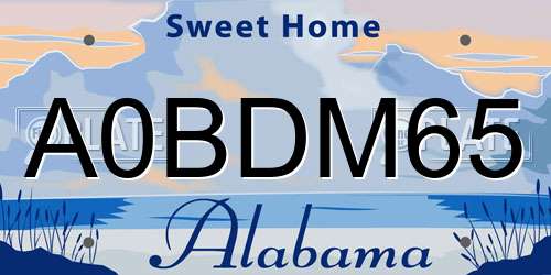 A0BDM65 Alabama License Plate