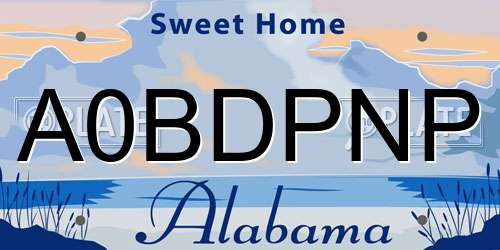 A0BDPNP Alabama License Plate