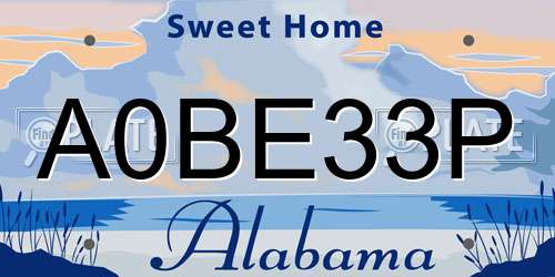 A0BE33P Alabama License Plate