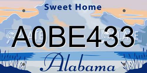 A0BE433 Alabama License Plate