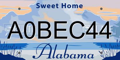 A0BEC44 Alabama License Plate
