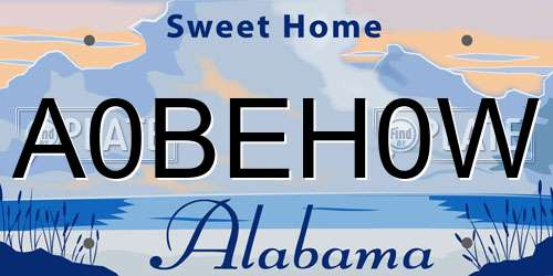 A0BEH0W Alabama License Plate